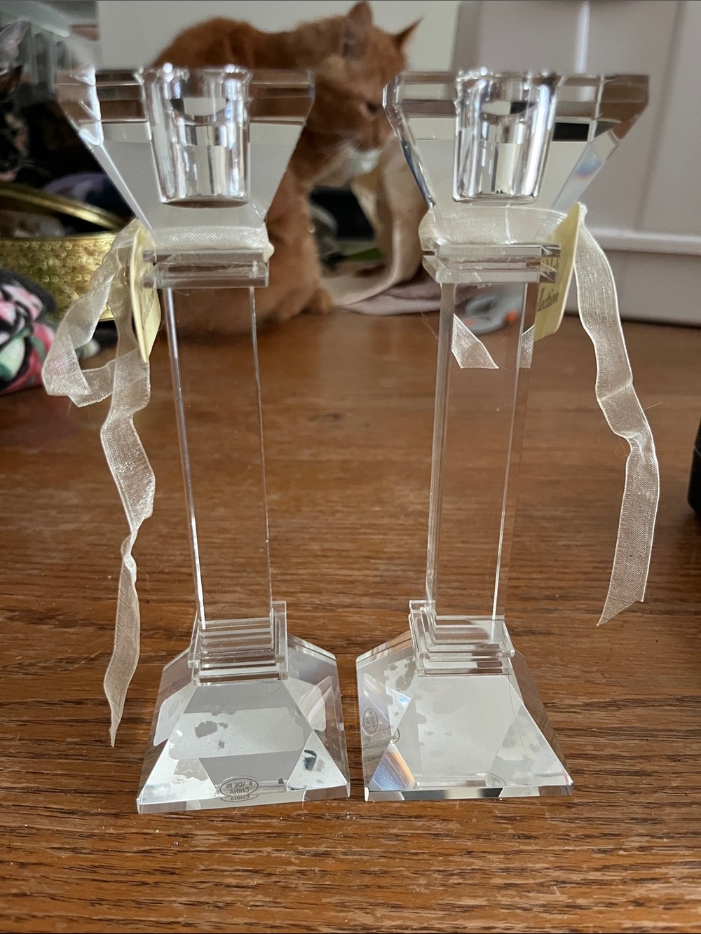 Glass candlestick holders